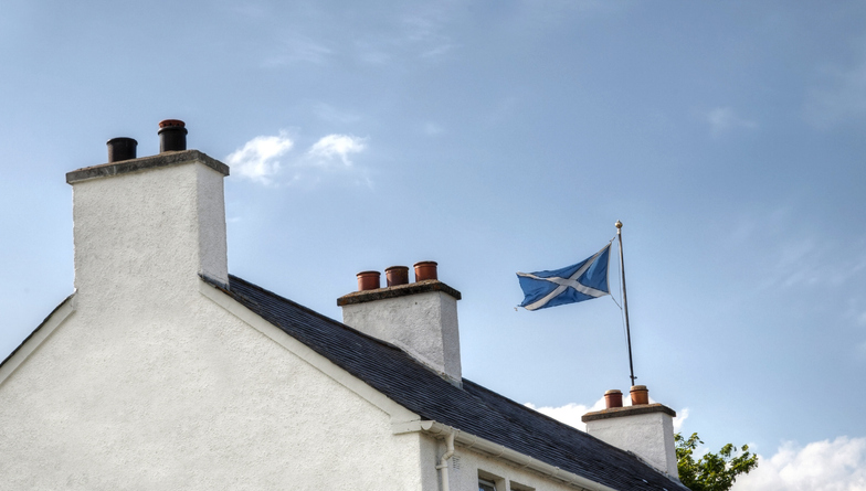Scottish Flag on top of a town house
